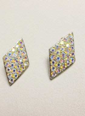 【EMMONS】极光莱茵石菱形复古耳夹~Jessie的维琴察 中古