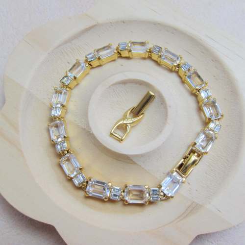 NINA RICCI 中古镀金梯方水晶网球手链~Jessie的维琴察 中古