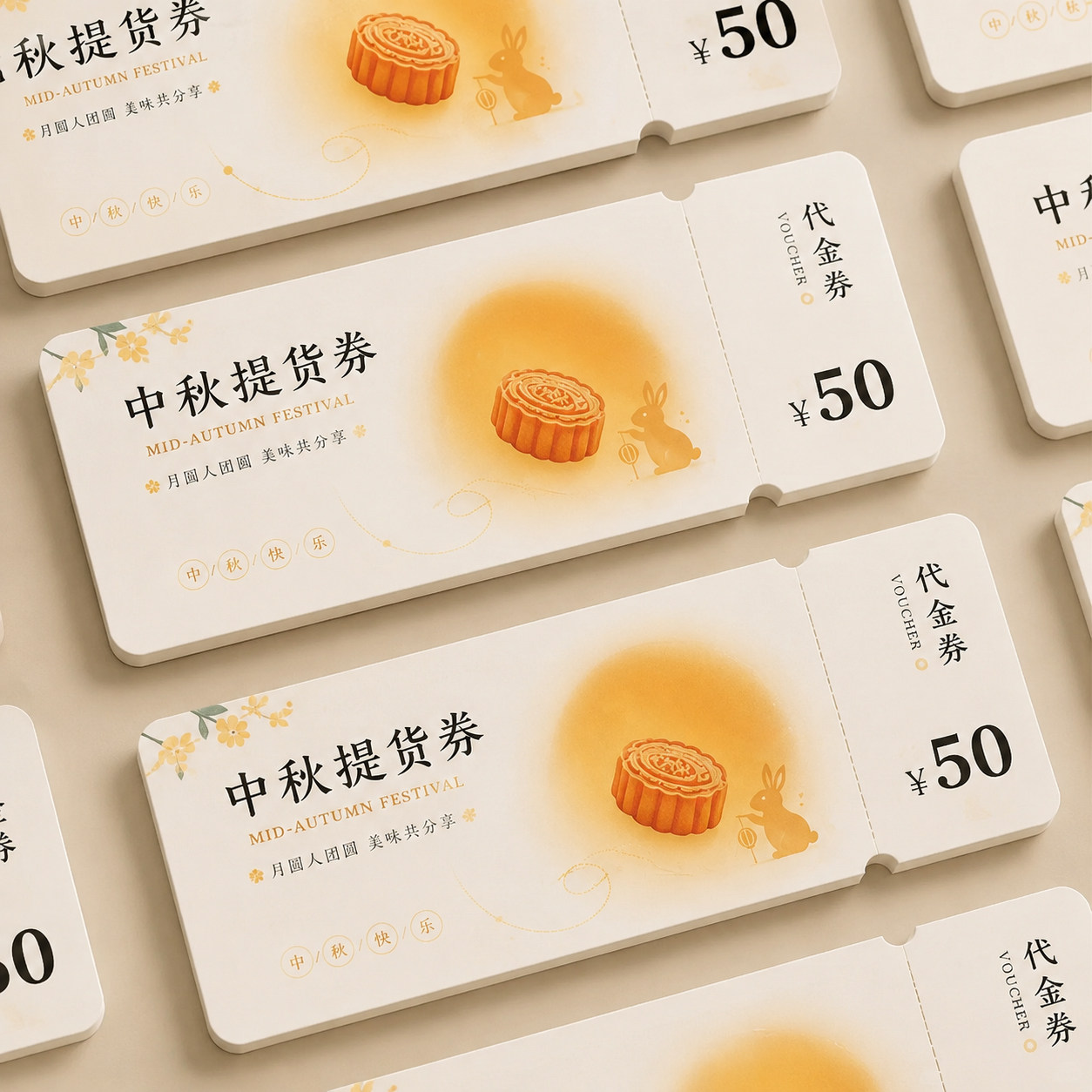 中秋多联代金券定制~免费设计图片