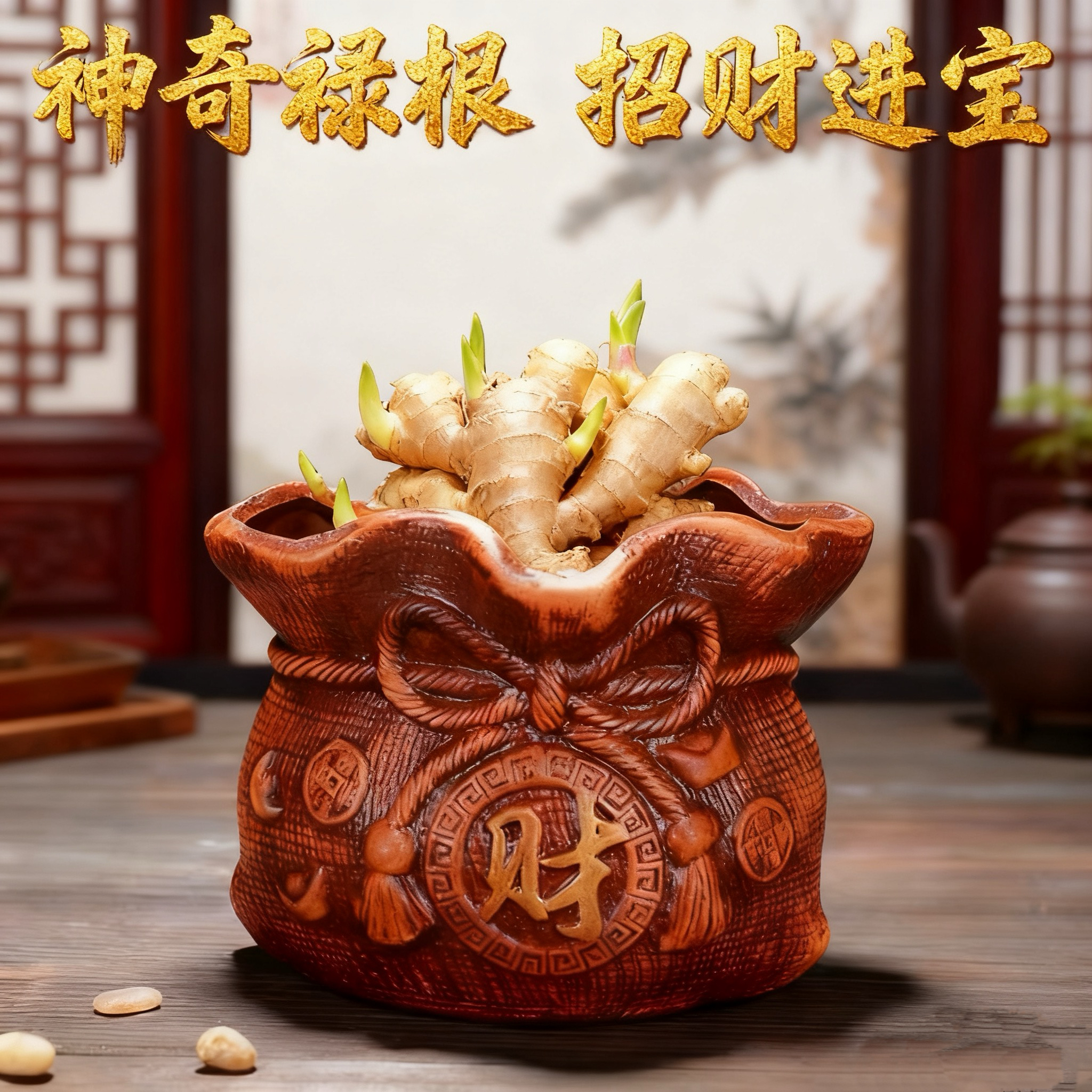 请叫我禄根盆栽带芽灵草好养生姜苗种植物办公室内桌面小绿植盆景