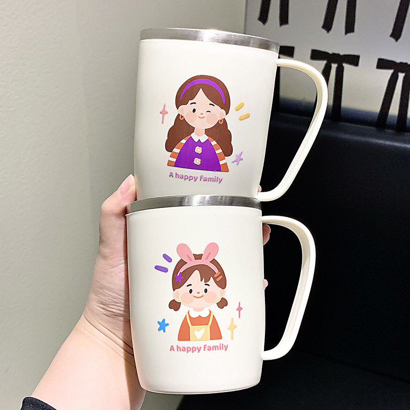 可爱呆萌一家刷牙洗漱杯情侣家庭洗漱牙具304不锈钢漱口杯带把手,家庭/个人清洁工具,洗漱杯,淘宝优惠券,粉丝福利购,淘宝优惠卷