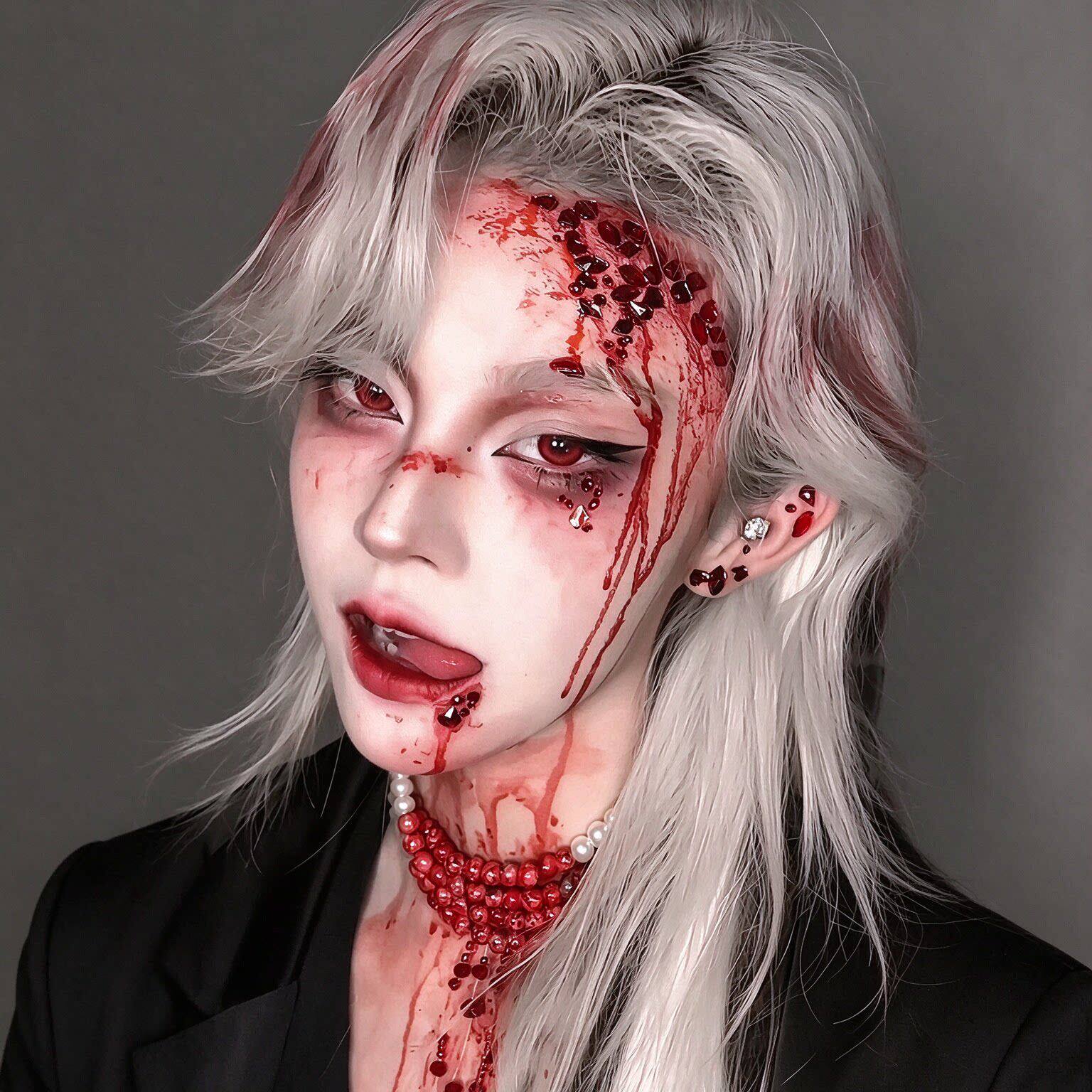 万圣节妆容钻石贴纸创意节日恐怖氛围感cosplay面部装扮血浆道具