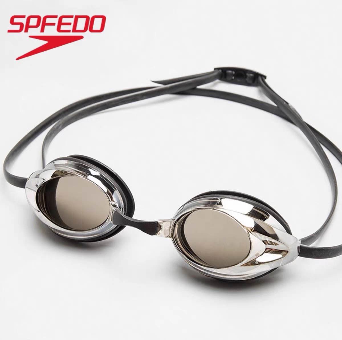 Speedo电镀近视泳镜专业小框高清防雾防水训练成人竞速游泳眼镜