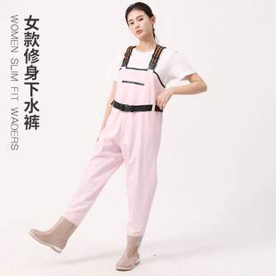 下水裤女连靴背带裤防水防滑抓鱼防污水防虫血防裤亲子戏水涉水裤
