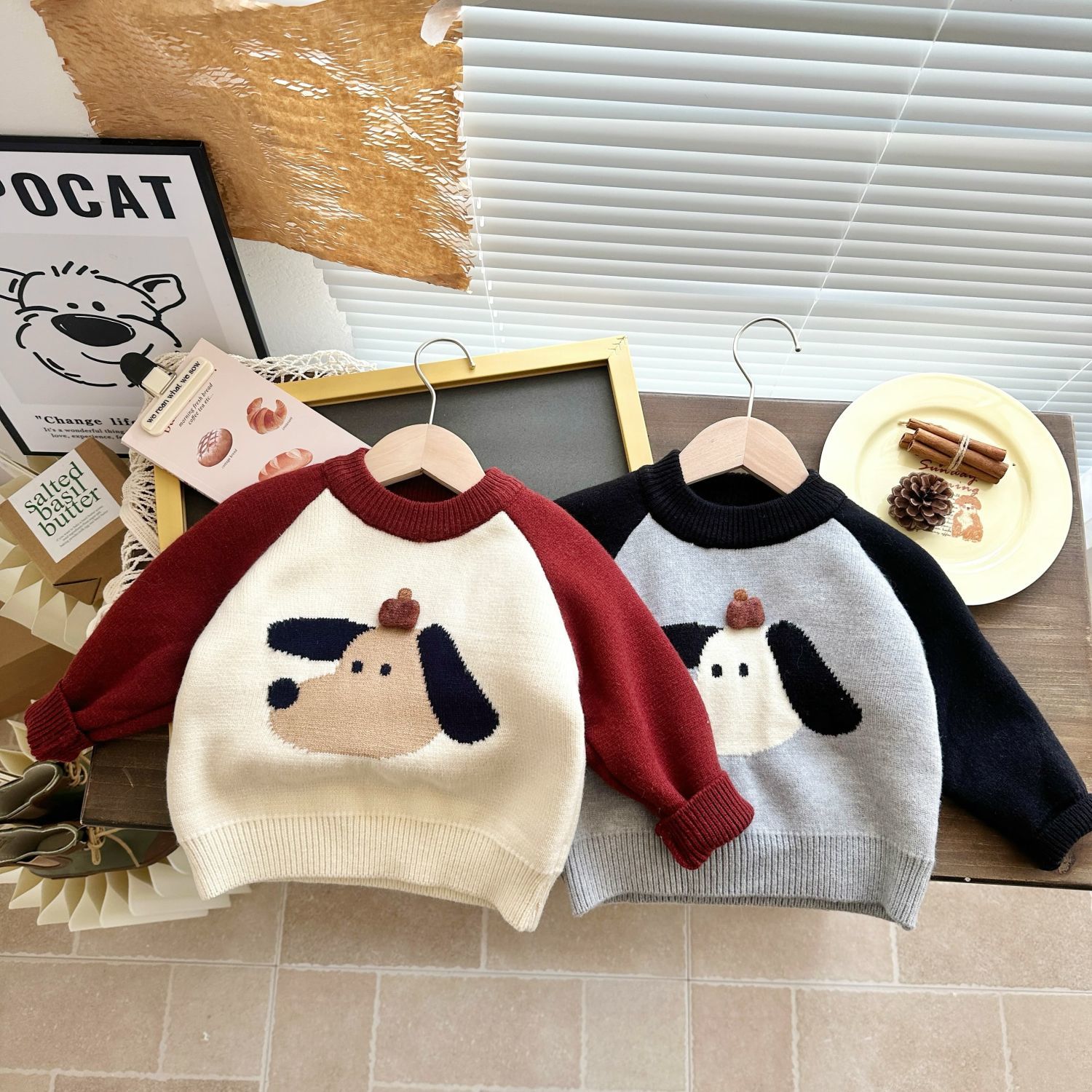 男宝宝一体绒打底毛衣加厚打底衫