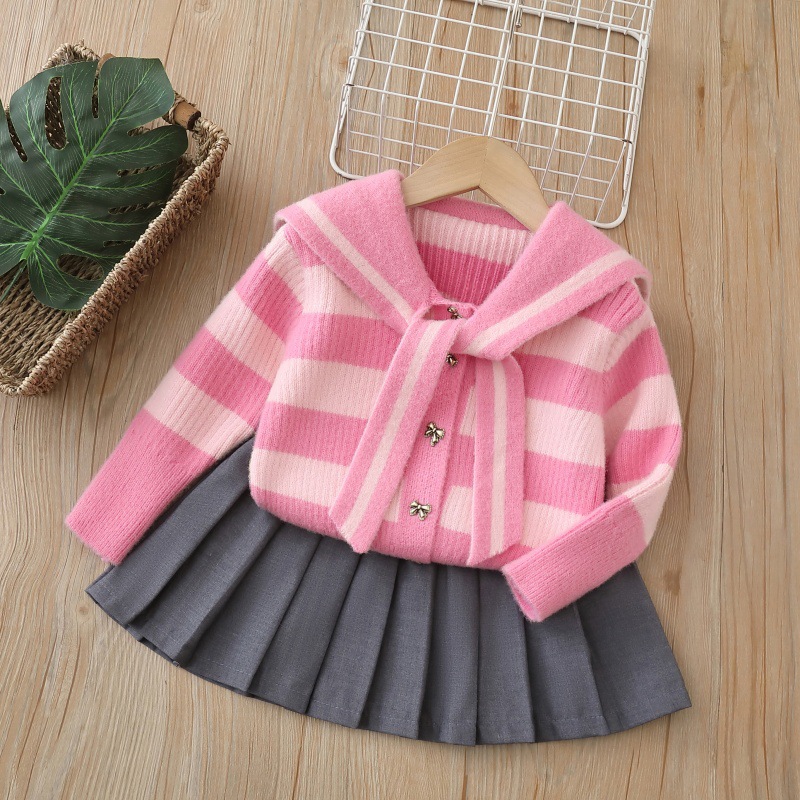 女童韩系海军领学院风套装百褶裙