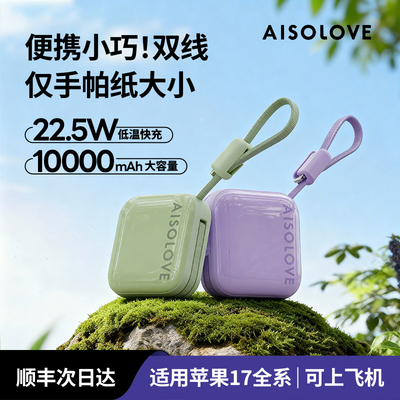 2025新款小巧便携充电宝自带双线