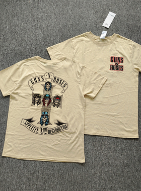 外贸   夏季FREAK'S STORE 枪与玫瑰刺绣圆领短袖休闲宽松T恤男女