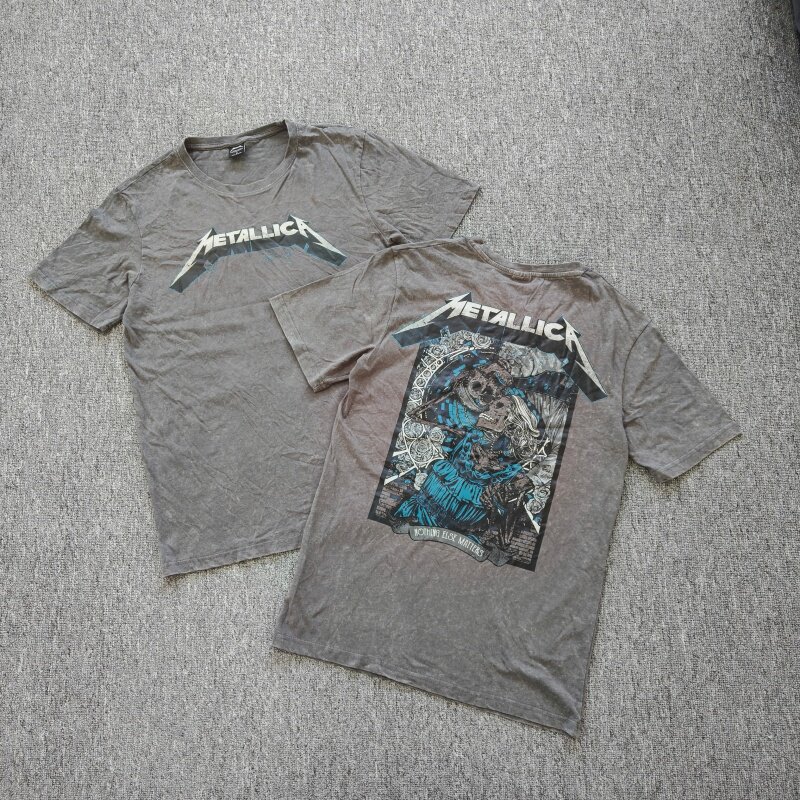 外贸    夏季重金属摇滚乐队圆领短袖纯棉宽松字母印花T恤男