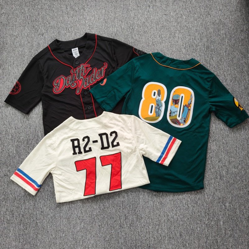 外贸     夏季星战刺绣开衫休闲宽松贴布绣短袖T恤男