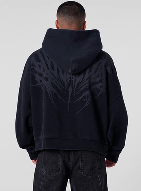 外贸    秋冬新款美式潮牌YOUNGLA运动连帽卫衣男健身宽松帽衫