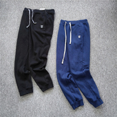 外贸 刺绣休闲宽松束脚长裤 秋冬男士 皇冠加绒卫裤