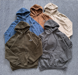 外贸   秋冬加绒连帽卫衣男袋鼠兜套头前后印花宽松上衣女