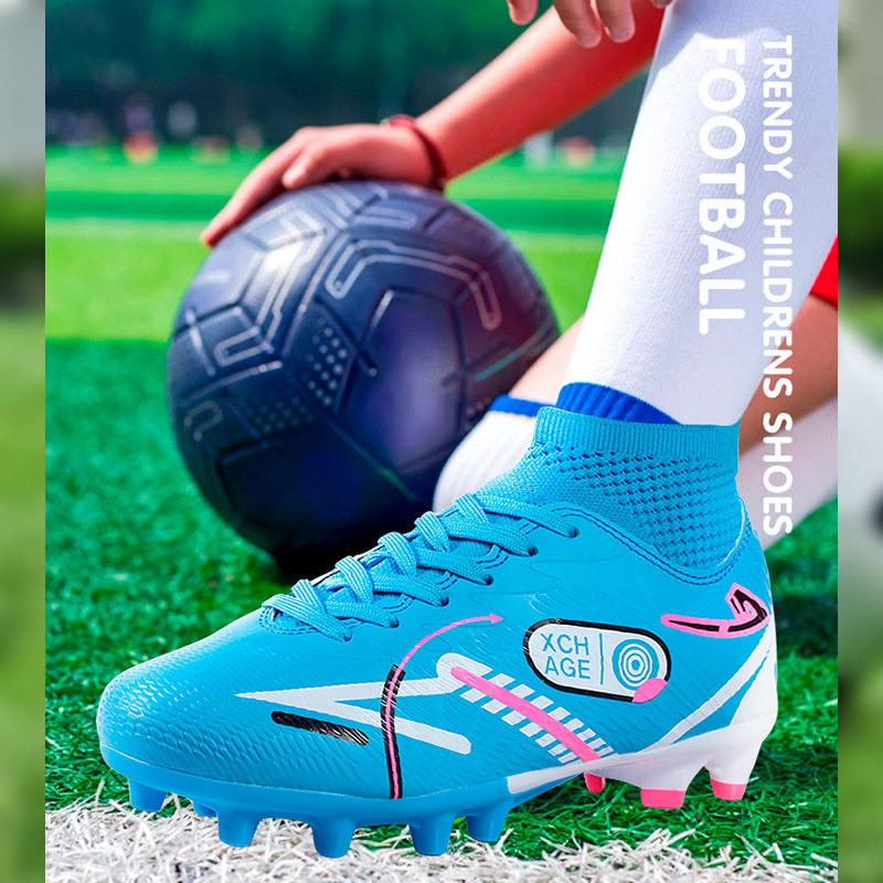新款潮流青少年专业足球鞋男女童碎钉比赛训练运动鞋防滑透气球鞋