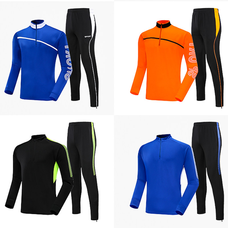 长袖足球服训练服运动套装男女儿童秋冬半拉链队服定制比赛出场服