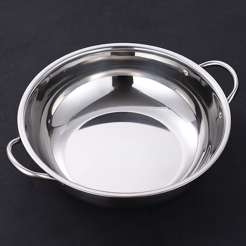 不锈钢火锅盆加厚商用家用双耳火锅锅清汤锅电磁炉专用24CM--40CM