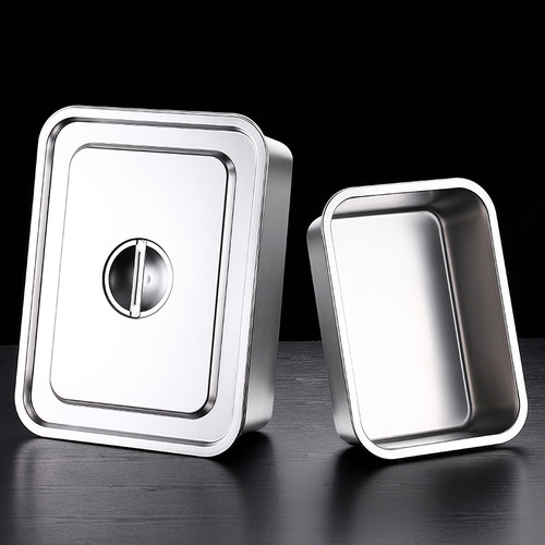 不锈钢盆加厚长方形大号平底方盆