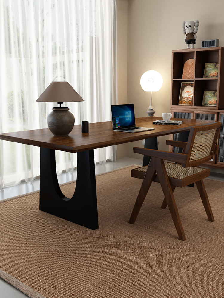 实木餐桌和椅子胡桃色客厅大长桌工作台大饭桌集成家庭办公桌