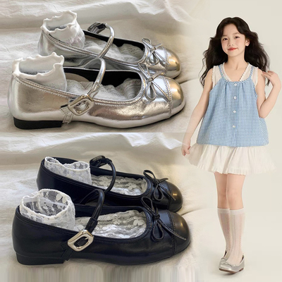 中大童玛丽珍公主鞋银色表演单鞋