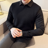 秋冬男士毛衣假两件针织毛衣打底衫牛仔衬衫领翻领毛衣S1188-P119，男装T恤，星座419（原A233）