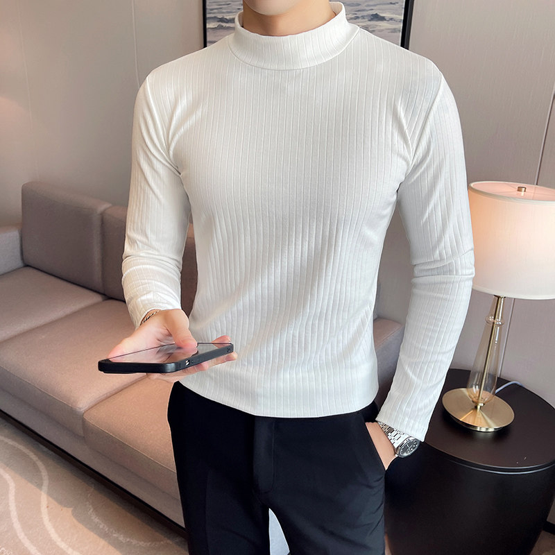 店主风T恤男长袖针织衫英伦风打底网红半高领打底衫纯色XS41,男装T恤,星座419（原A233）