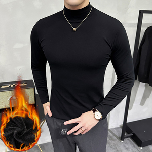 秋冬男士半高领加绒长袖打底T恤男百搭保暖打底衫A233-XS66-P55