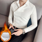 秋冬男士加绒衬衫英伦休闲保暖衬衣个性偏门襟衬衫A233-HK04-P68，男装衬衫，星座419（原A233）
