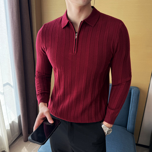 秋冬男士毛衣~潮流款翻领拉链毛衣~纯色针织衫毛衣419-S93009-P59图片