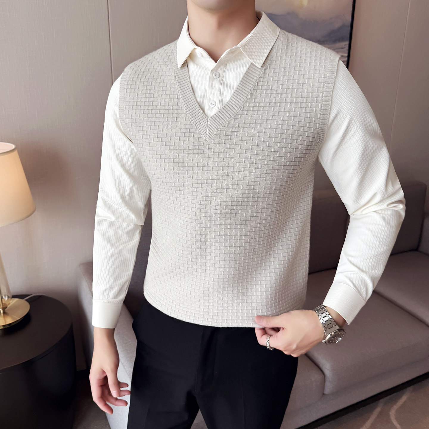 马甲/背心~秋冬男士毛织背心~针织马甲419-S9938-P39V领背心马甲,男装背心/马甲,星座419（原A233）