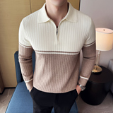 男士秋冬翻领毛衣~潮流POLO领毛衣~撞色拼针织衫419-S93011-P59，男装Polo衫，星座419（原A233）