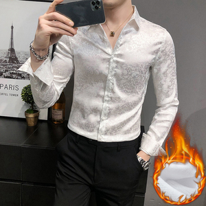加绒款男英伦衬衫长袖修身加厚衬衣男青年商务衬衫A068-H