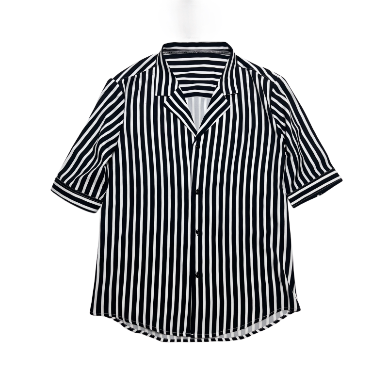 春夏短袖衬衫男高级感休闲衬衣条纹西装领5分袖A233-DJ01-P55,男装T恤,星座419（原A233）