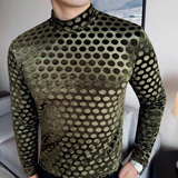 男士秋冬半高领长袖打底衫男个性款波点打底T恤419-DX002-P45，男装T恤，星座419（原A233）