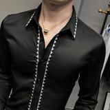 2021春装男衬衫长袖绣花衬衫男青年潮流花衬衫时尚A068-H696，男装衬衫，星座419（原A233）