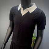 春夏新款针织衫~翻领针织T恤针织打底衫~撞色翻领针织衫G6603-P65，男装T恤，星座419（原A233）