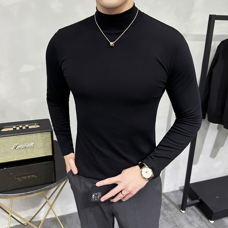秋冬男士半高领长袖打底衫男百搭纯色保暖T恤A233-XS65-P39,男装T恤,星座419（原A233）
