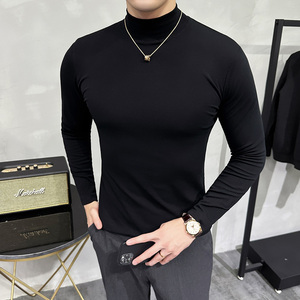 秋冬男士半高领长袖打底衫 男百搭纯色保暖T恤 A233-XS65-P39图片
