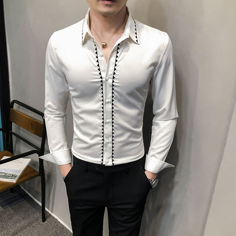 2021春装男衬衫长袖绣花衬衫男青年潮流花衬衫时尚A068-H696,男装衬衫,星座419（原A233）
