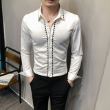 2021春装男衬衫长袖绣花衬衫男青年潮流花衬衫时尚A068-H696，男装衬衫，星座419（原A233）