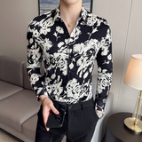 四季款男花色长袖衬衫英伦时尚轻奢品质衬衣修身款个性款BF11，男装衬衫，星座419（原A233）