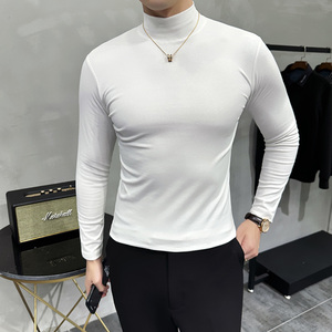 秋冬男士半高领长袖打底衫 男百搭长袖保暖T恤纯色A233-XS65-P39图片