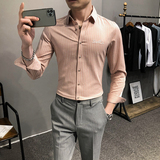 2021春装男衬衫长袖细条纹衬衣M-4XL男青年商务衬衫A068-BF84-P60，男装衬衫，星座419（原A233）
