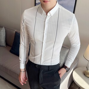 春夏男士衬衫 高级感休闲衬衣 长袖条纹衬衫男衬衣A233-M2103-P65图片