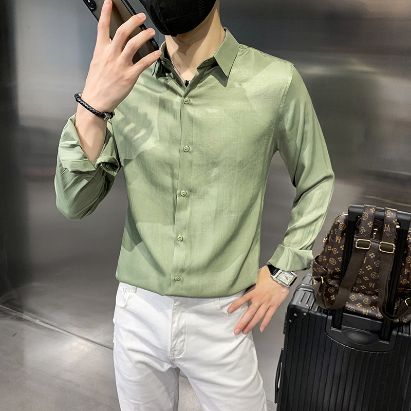 四季款男长袖衬衫社会风多色衬衣修身款纯色衬常年款BF26,男装衬衫,星座419（原A233）