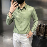 四季款男长袖衬衫社会风多色衬衣修身款纯色衬常年款BF26，男装衬衫，星座419（原A233）