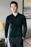 男士秋冬V领长袖打底衫男个性款小波点打底T恤419-DX004-P45，男装T恤，星座419（原A233）