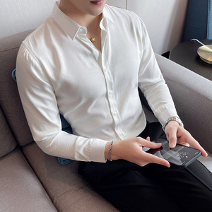 四季款男多色长袖衬衫英伦时尚轻奢品质衬衣修身款个性款BF26,活力运动风衣服搭配图片