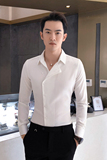 四季男青年英伦风长袖衬衫纯色男士偏门襟个性衬衫A068-BF04特P60，男装衬衫，星座419（原A233）