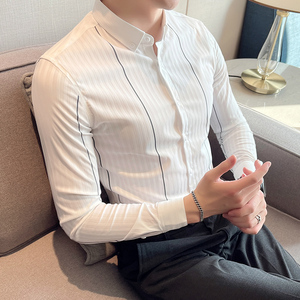 春夏男士衬衫 高级感休闲衬衣 长袖条纹衬衫男衬衣A233-M2103-P65图片