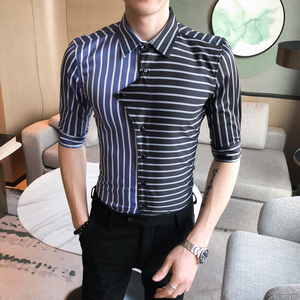 2021春夏男衬衫中袖个性衬衣青年商务衬衫潮流花衬衫时尚D821-P55图片